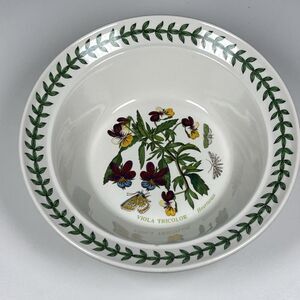 Portmeirion Botanic Garden Viola Tricolor Rimmed Cereal Bowl Flower 6.5 inches